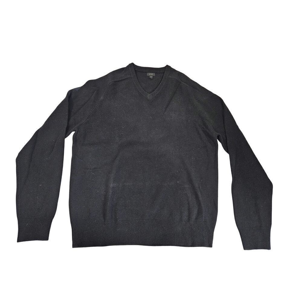 J Crew V Neck Sweater Men's Size XL Tall Navy 100% Lambs Wool Long Sleeve
